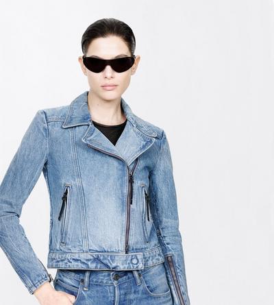TOM FORD DENIM DENIM STONEWASHED DENIM BIKER JACKET WITH T-TRIM