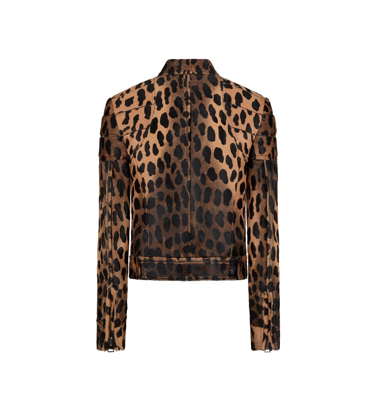 LEOPARD PRINTED CALF HAIR BIKER JACKET