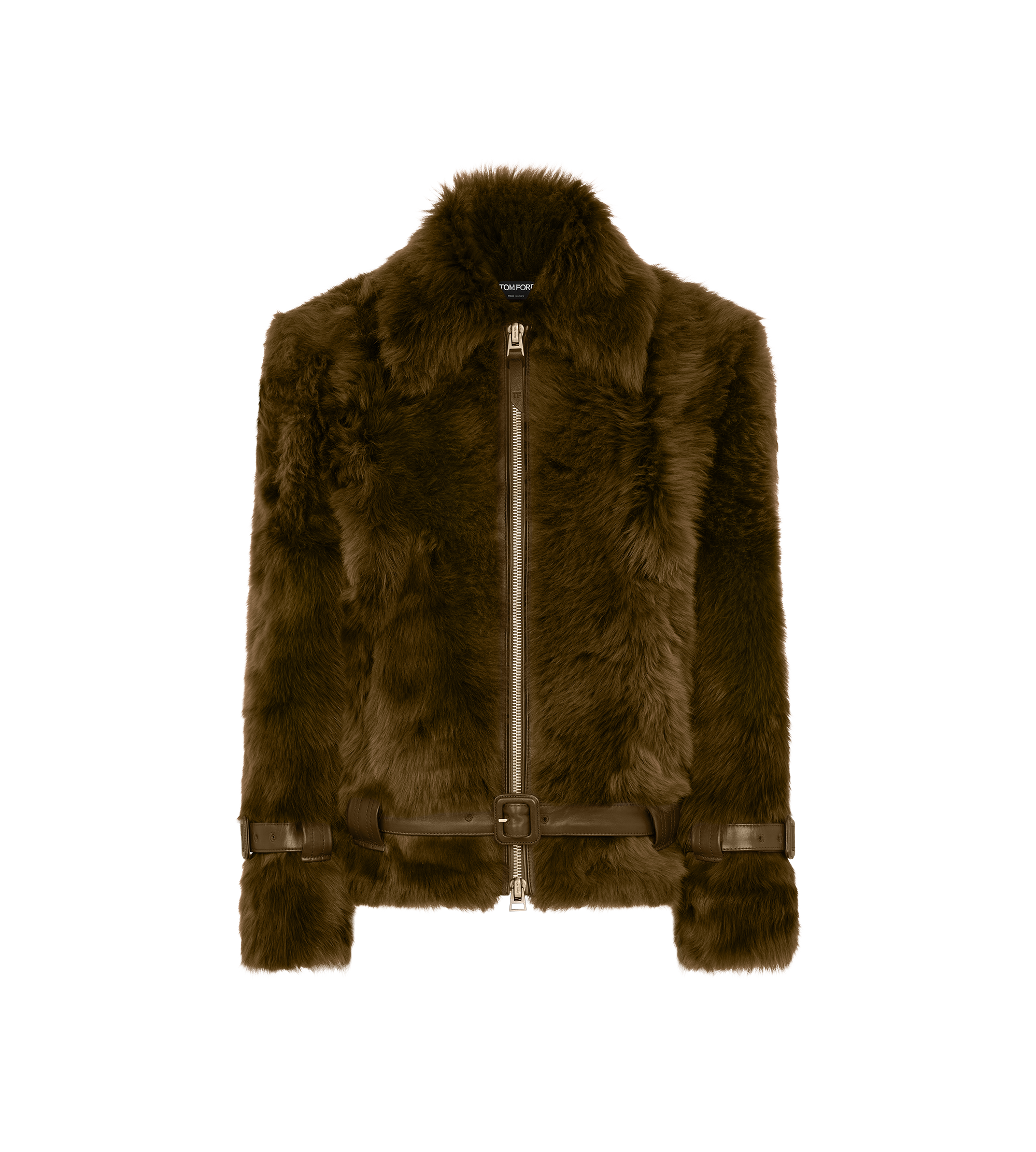 SHEARLING BLOUSON WITH LEATHER DETAILS
