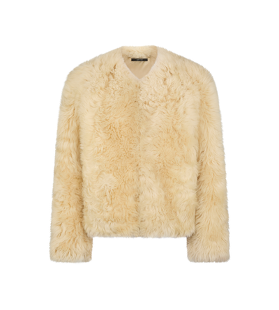 COLLARLESS SHEARLING JACKET