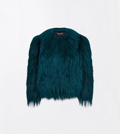 TOM FORD SHEARLING DEEP TEAL LONG HAIR LAMB SHEARLING JACKET