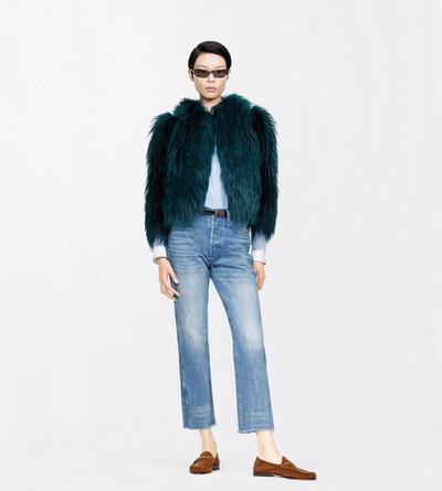 TOM FORD SHEARLING DEEP TEAL LONG HAIR LAMB SHEARLING JACKET