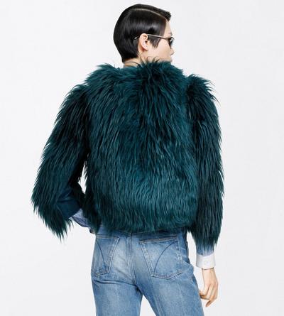TOM FORD SHEARLING DEEP TEAL LONG HAIR LAMB SHEARLING JACKET