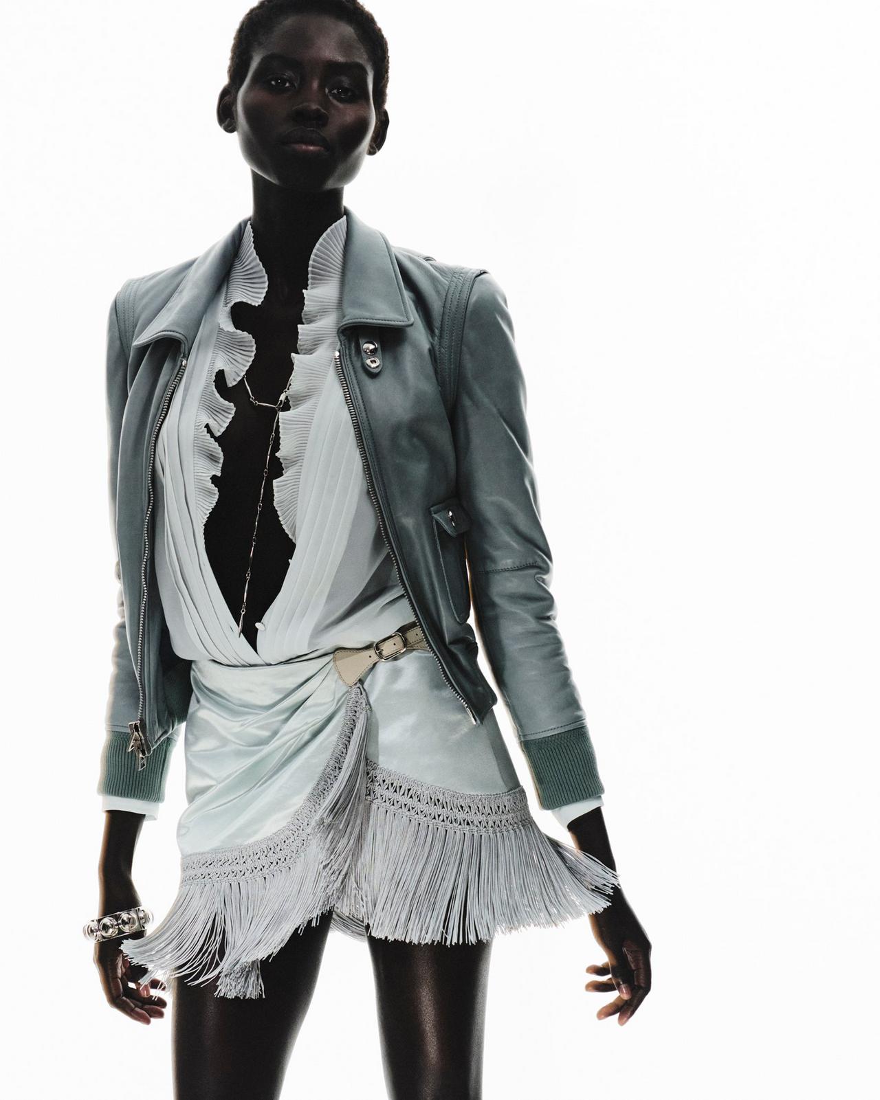 COLLARED LEATHER BLOUSON WITH FRONT POCKETS image number 3