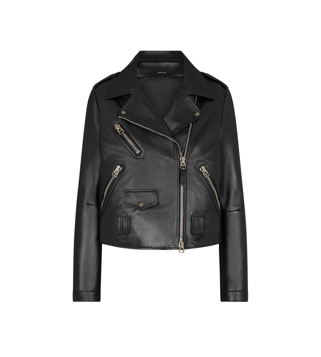 ASYMMETRIC LEATHER BIKER JACKET image number 0