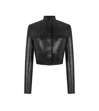 TOM FORD LEATHER BLACK BONDED NAPPA LEATHER OFFICER JACKET