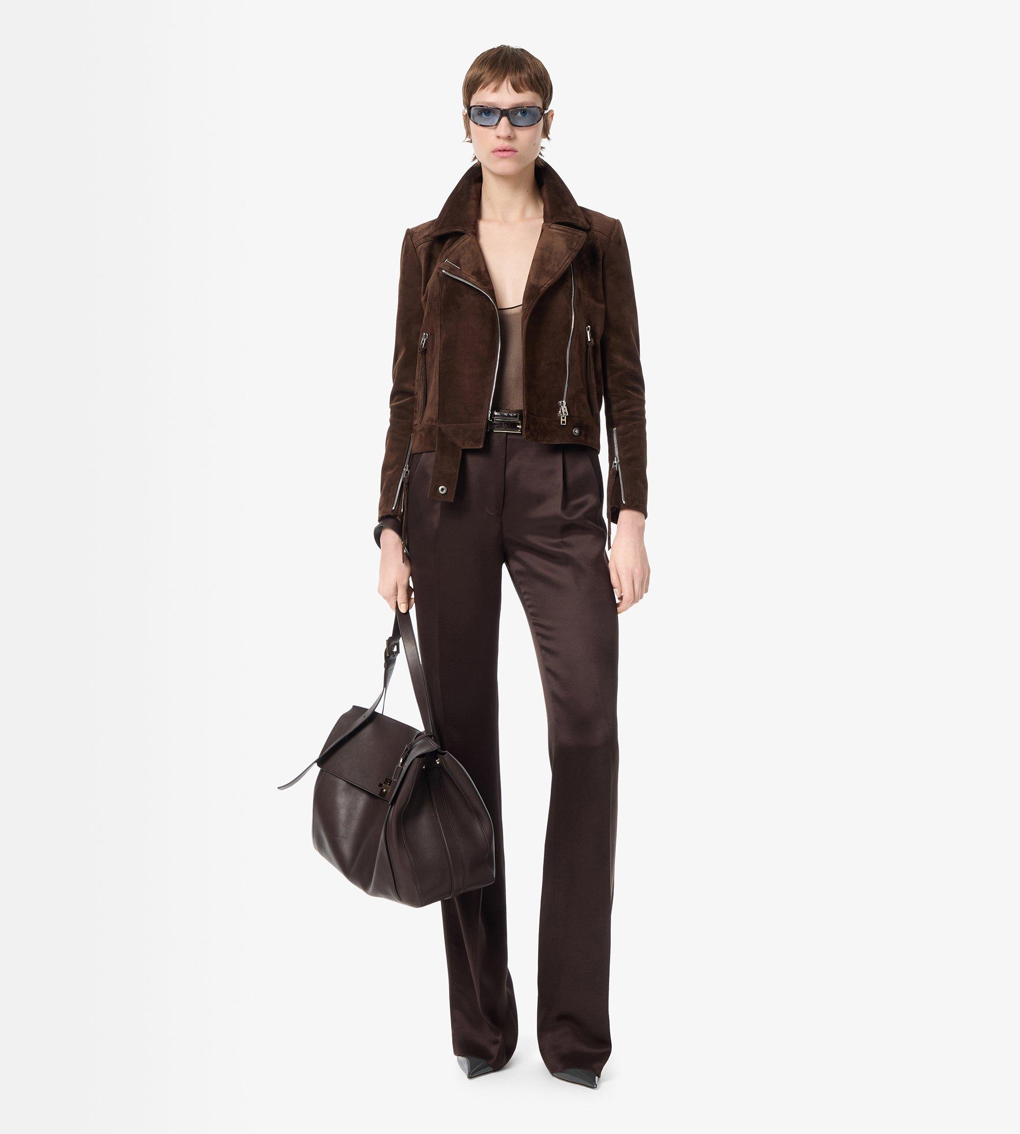 SUEDE BIKER JACKET WITH T-TRIM