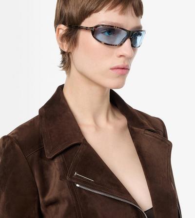 TOM FORD LEATHER CHOCOLATE BROWN SUEDE BIKER JACKET WITH T-TRIM