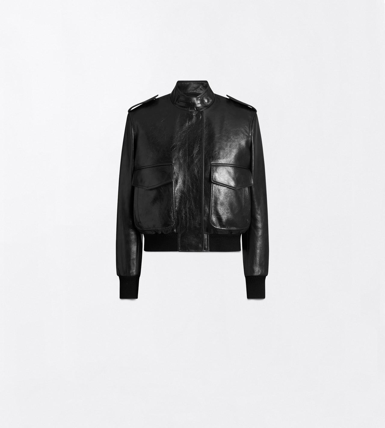 TOM FORD LEATHER BLACK NATURAL GRAIN CALF LEATHER AVIATOR JACKET