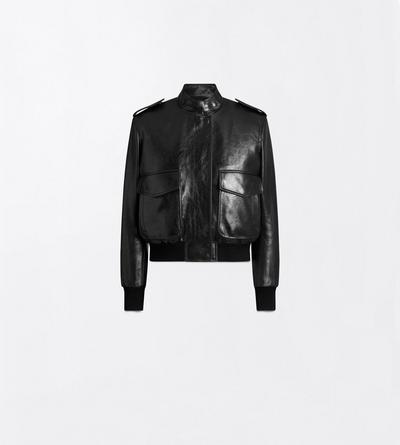 NATURAL GRAIN CALF LEATHER AVIATOR JACKET