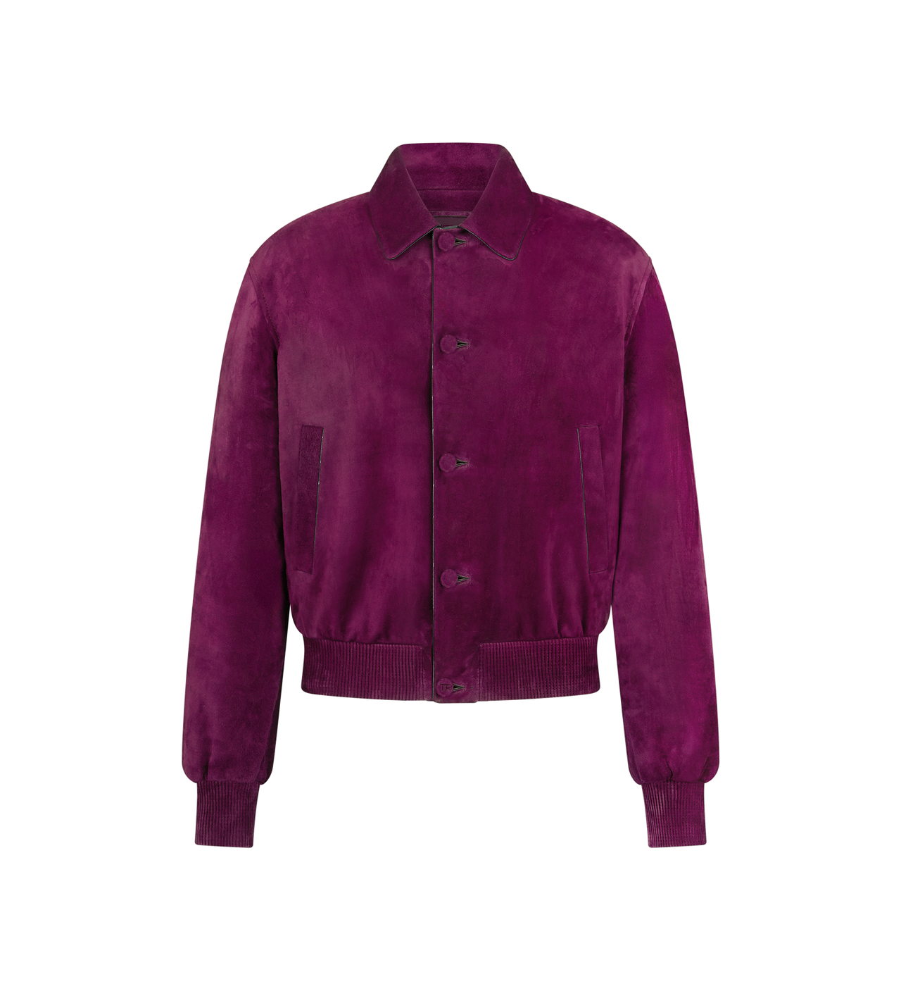 TOM FORD LEATHER AUBERGINE BLOUSON TEDDY DALLA VESTIBILIT&Agrave; RILASSATA IN PELLE DI AGNELLO SCAMOSCIATA LEGGERA