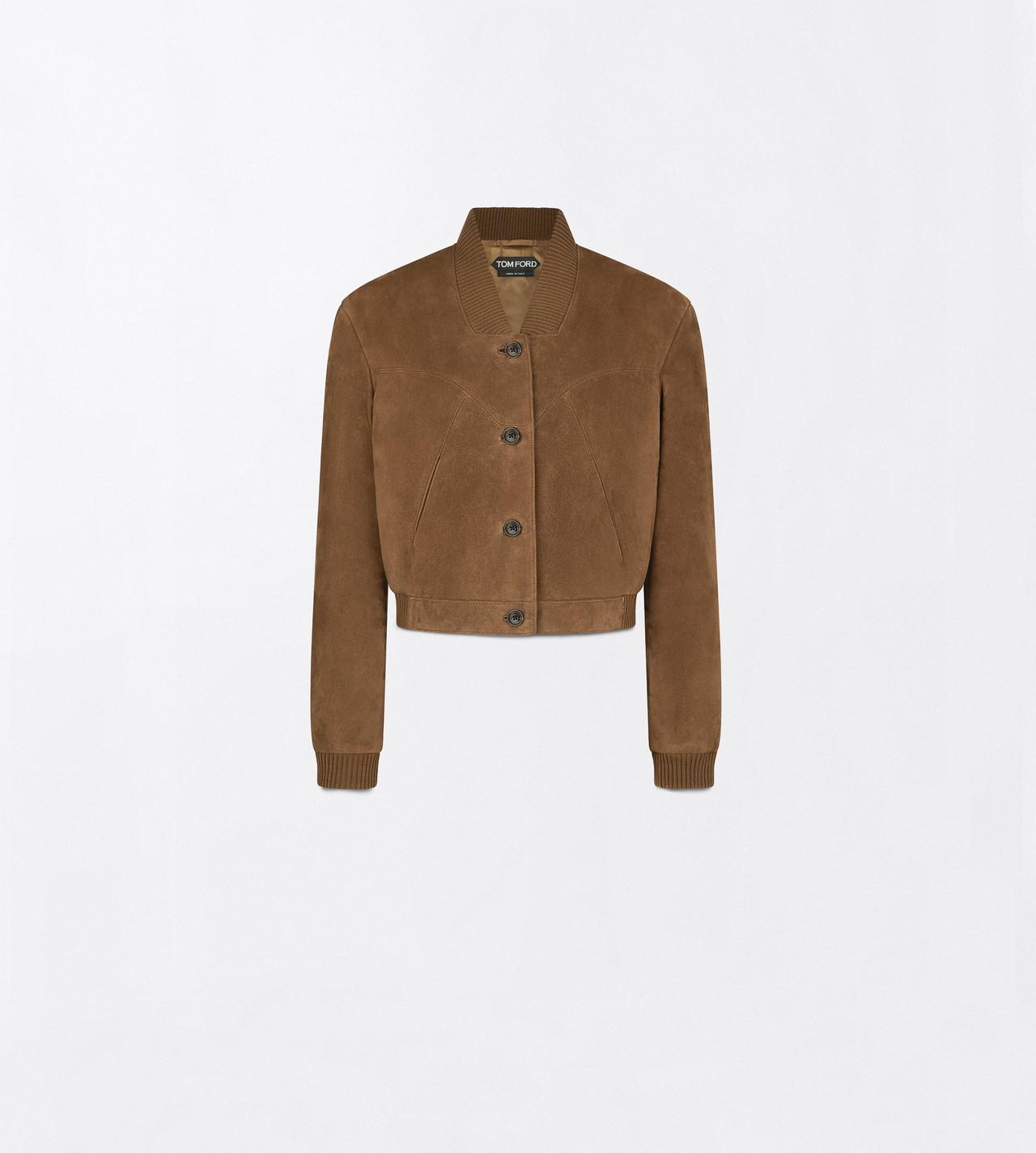 TOM FORD LEATHER KHAKI VELVET SUEDE RELAXED JACKET