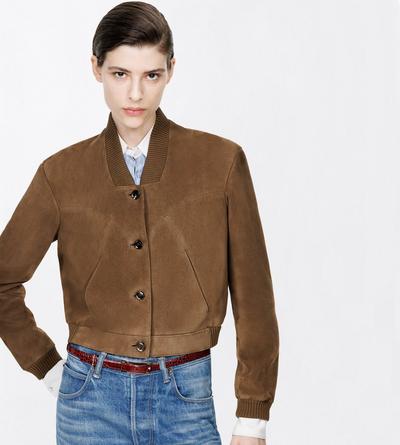 TOM FORD LEATHER KHAKI VELVET SUEDE RELAXED JACKET
