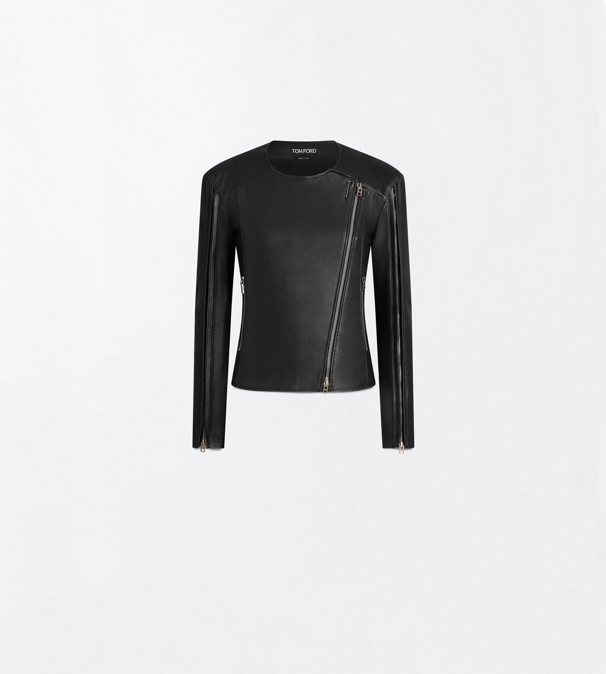 STRETCH NAPPA LEATHER FITTED CAFE RACER JACKET