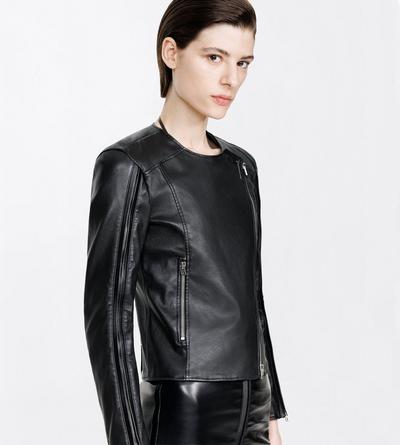 TOM FORD LEATHER BLACK STRETCH NAPPA LEATHER FITTED CAFE RACER JACKET