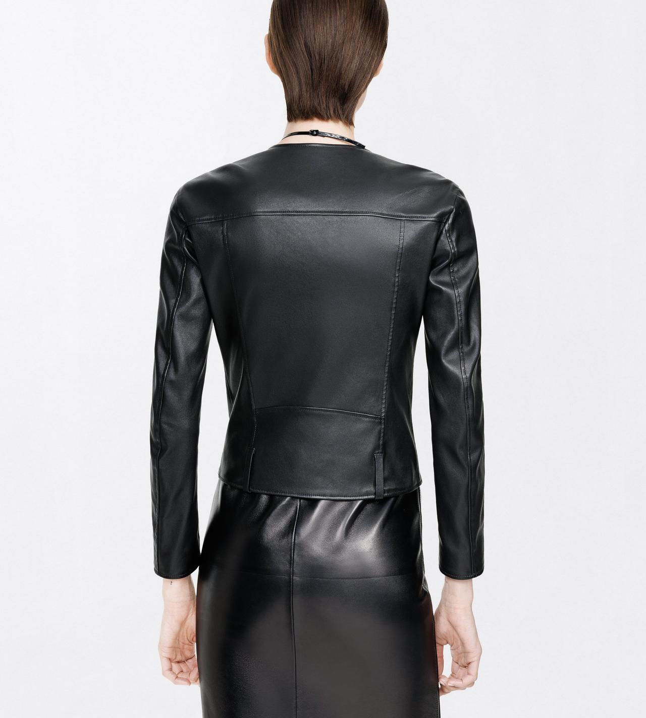 TOM FORD LEATHER BLACK STRETCH NAPPA LEATHER FITTED CAFE RACER JACKET
