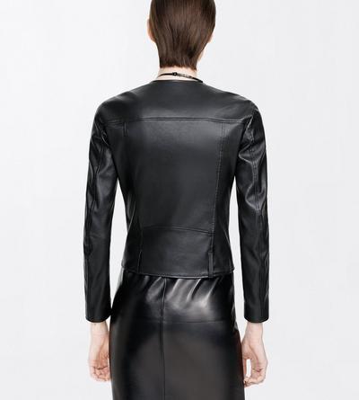 TOM FORD LEATHER BLACK STRETCH NAPPA LEATHER FITTED CAFE RACER JACKET