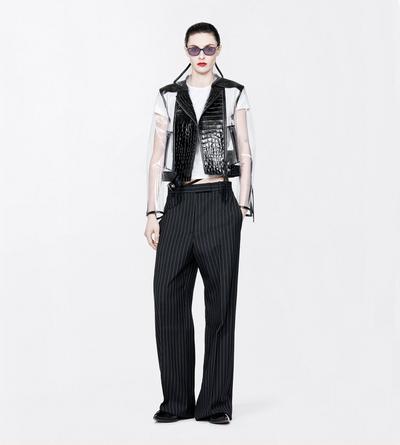 TOM FORD LEATHER BLACK GLASS-EFFECT TECHNICAL FABRIC AND PRINTED LEATHER BIKER JACKET