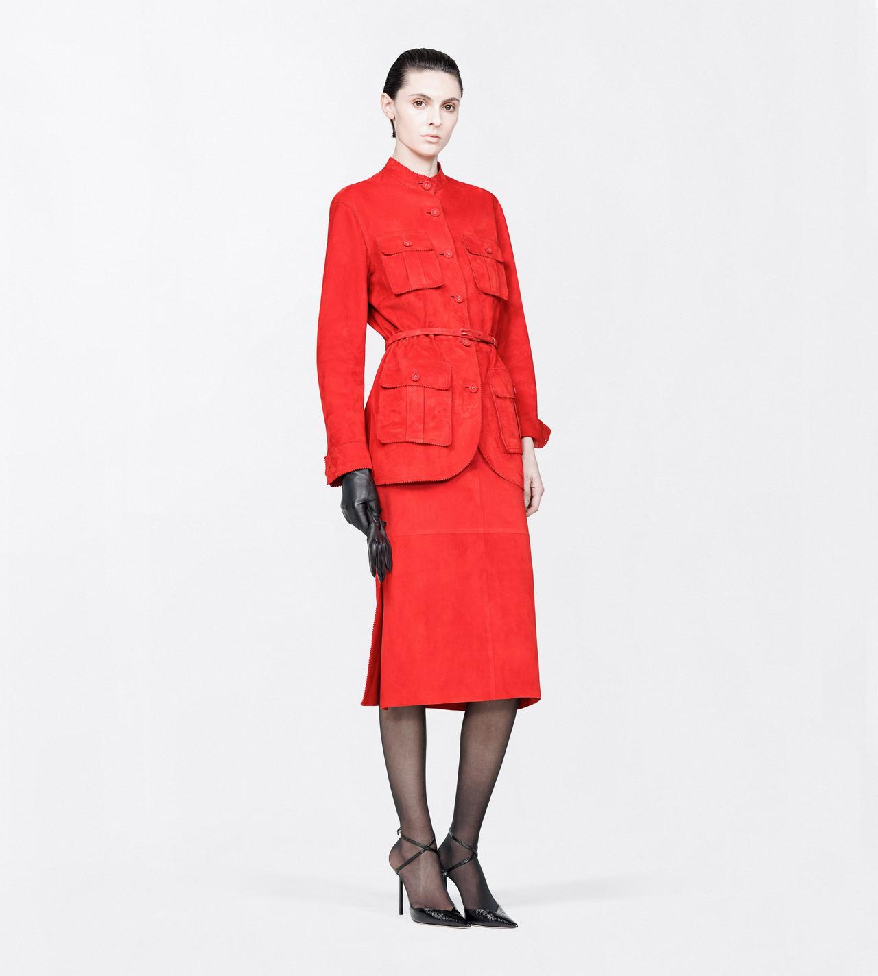 TOM FORD LEATHER RUBY RED SOFT SUEDE LAMBSKIN TAILORED SAFARI JACKET