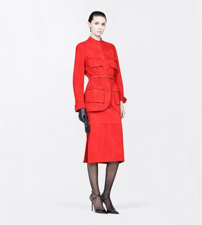 TOM FORD LEATHER RUBY RED SOFT SUEDE LAMBSKIN TAILORED SAFARI JACKET