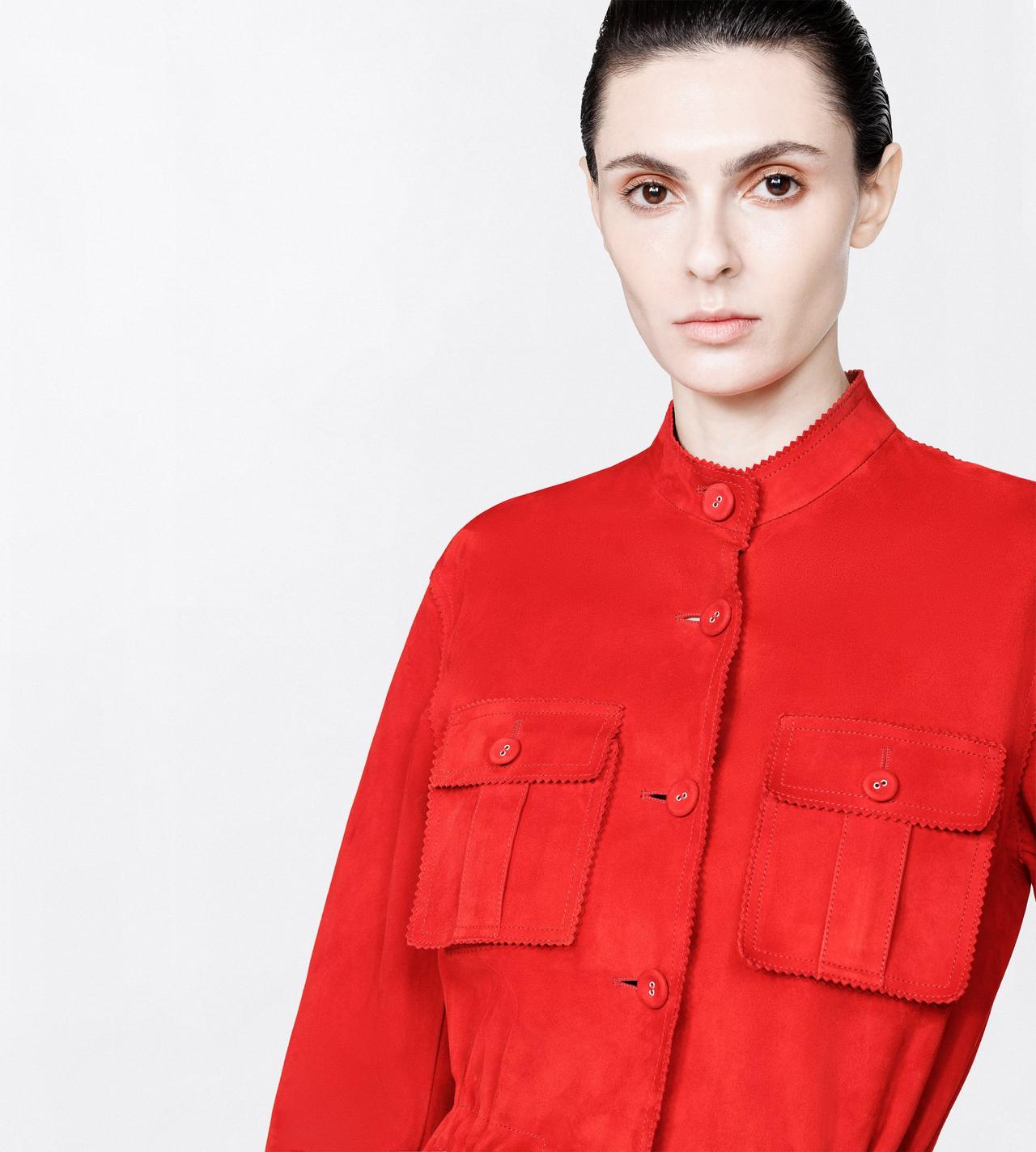 TOM FORD LEATHER RUBY RED SOFT SUEDE LAMBSKIN TAILORED SAFARI JACKET