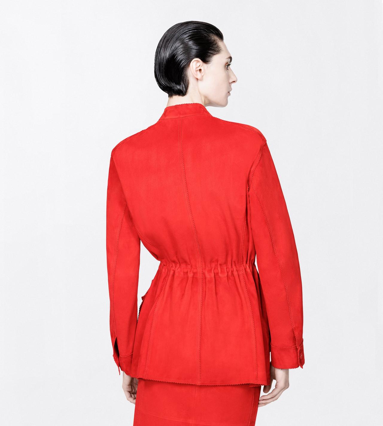 TOM FORD LEATHER RUBY RED SOFT SUEDE LAMBSKIN TAILORED SAFARI JACKET