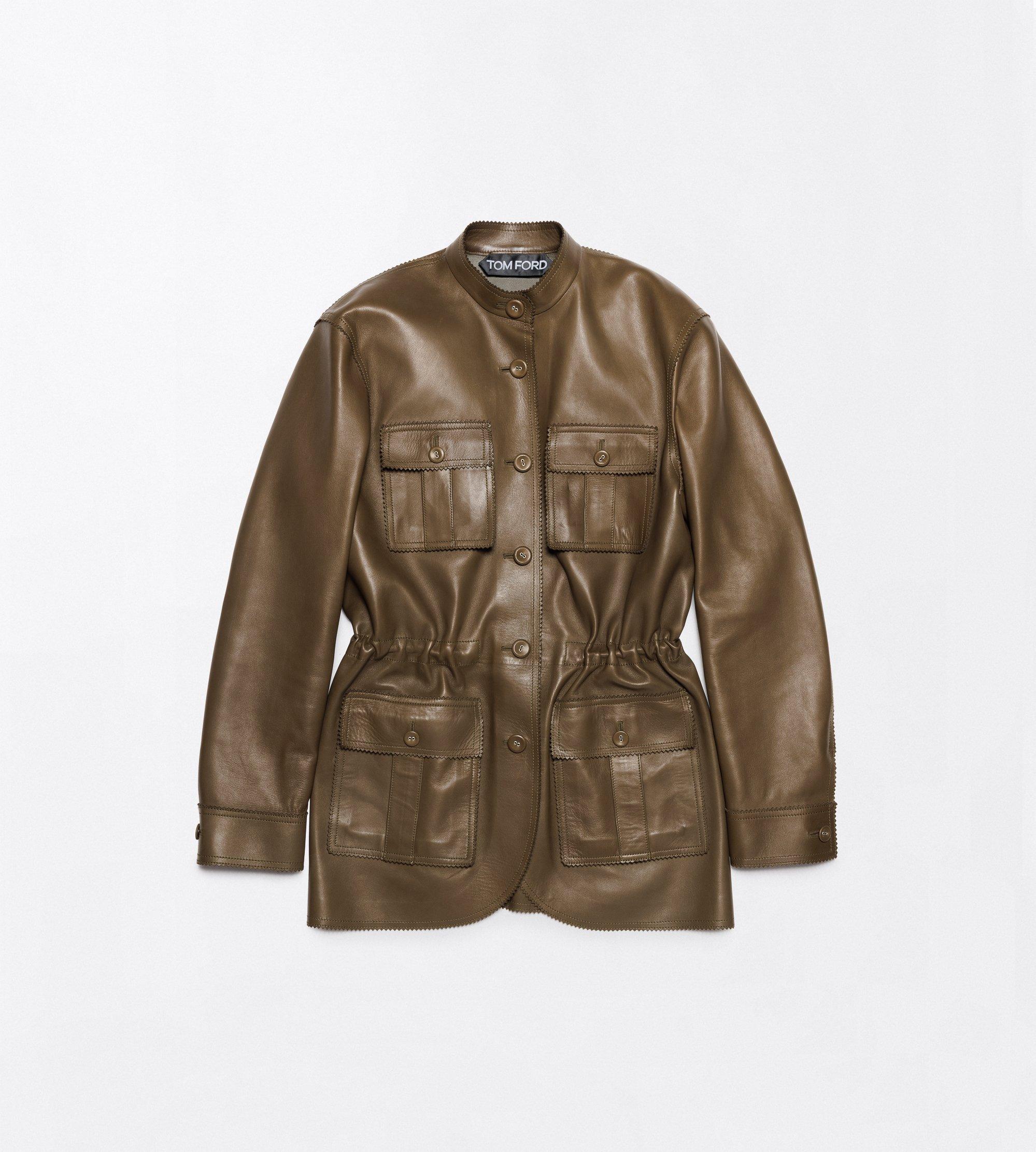 LIGHTWEIGHT GUANTERIA LAMBSKIN TAILORED SAFARI JACKET