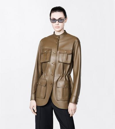 TOM FORD LEATHER DARK MOSS LIGHTWEIGHT GUANTERIA LAMBSKIN TAILORED SAFARI JACKET