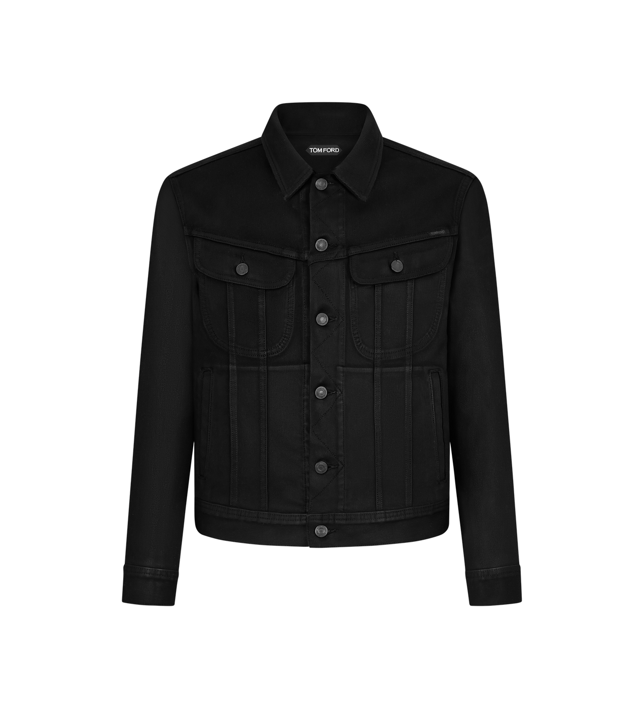 TOM FORD DENIM BLACK COATED BEDFORD CORD ICON DENIM JACKET