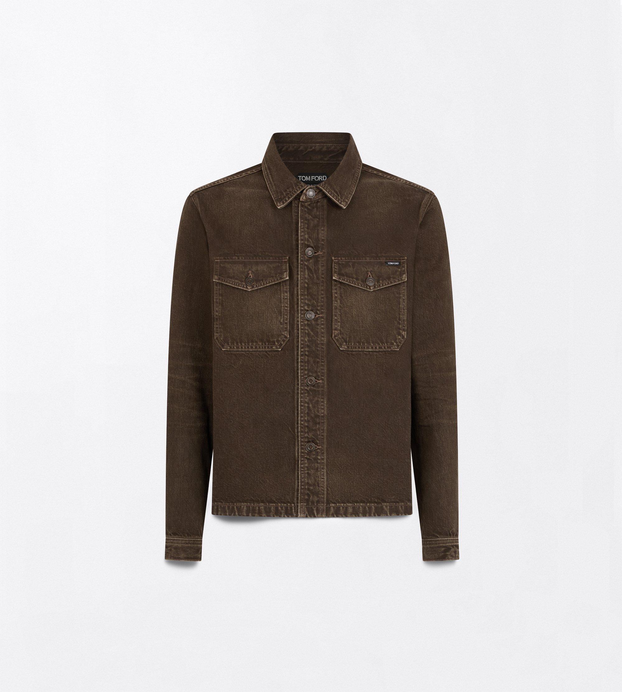 WASHED BROWN DENIM SHIRT JACKET