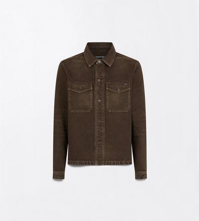 WASHED BROWN DENIM SHIRT JACKET