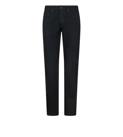 BLACK STRETCH STRAIGHT FIT DENIM image number 0