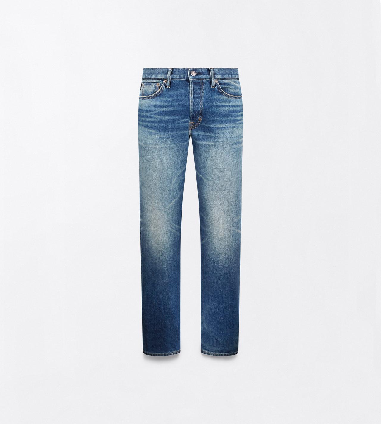TOM FORD DENIM WASHED INDIGO WASHED INDIGO 50'S STRAIGHT FIT DENIM JEANS