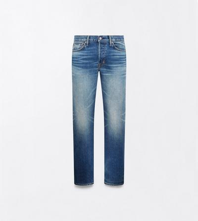 TOM FORD DENIM WASHED INDIGO WASHED INDIGO 50'S STRAIGHT FIT DENIM JEANS