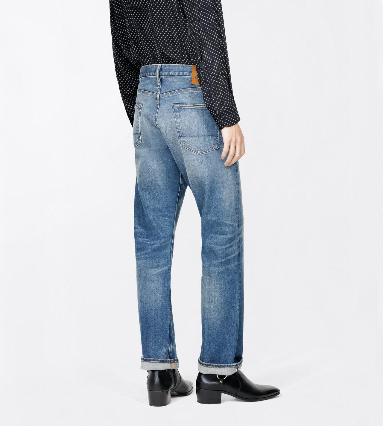 TOM FORD DENIM WASHED INDIGO WASHED INDIGO 50'S STRAIGHT FIT DENIM JEANS
