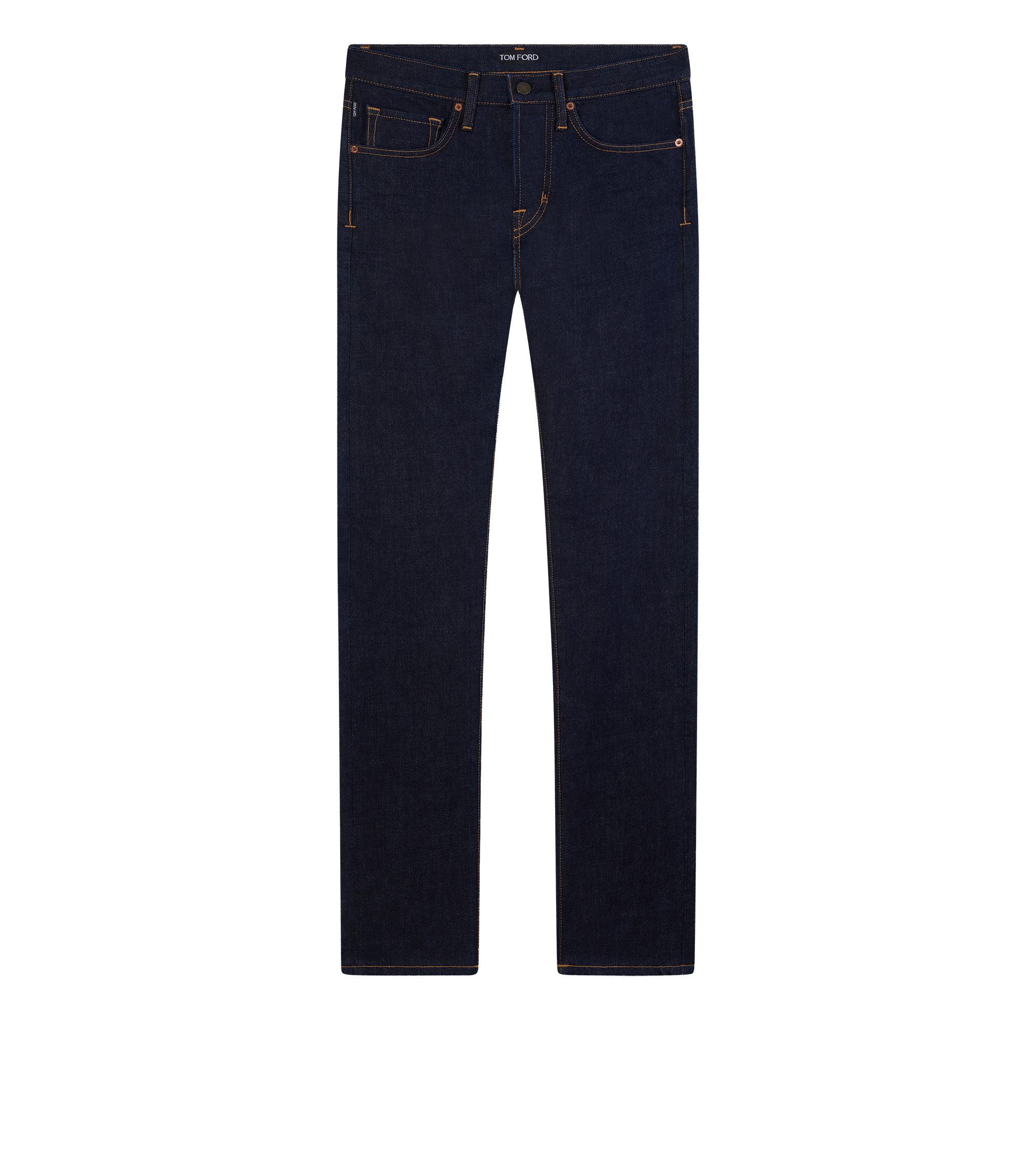 Long Slim-Fit Jeans Blue Cotton-Blend Twill