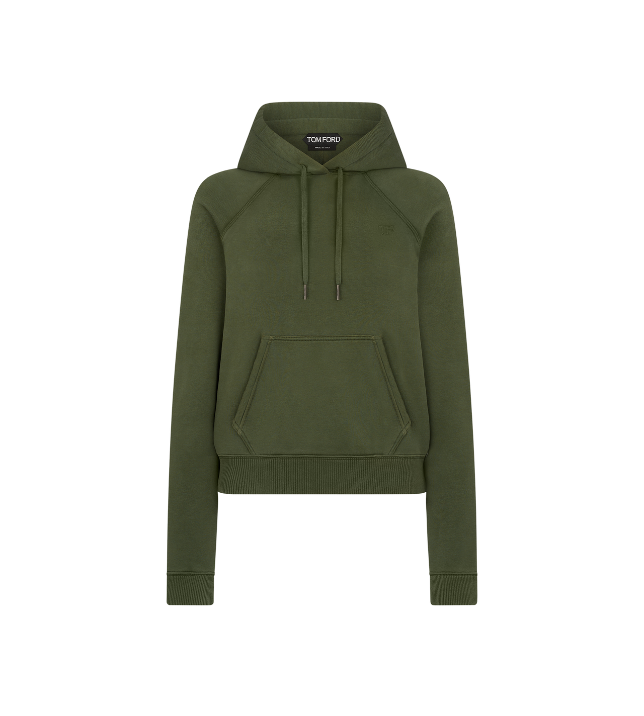 ROUND COTTON SILK JERSEY HOODIE WITH TONAL TF EMBROIDERED LOGO image number 0
