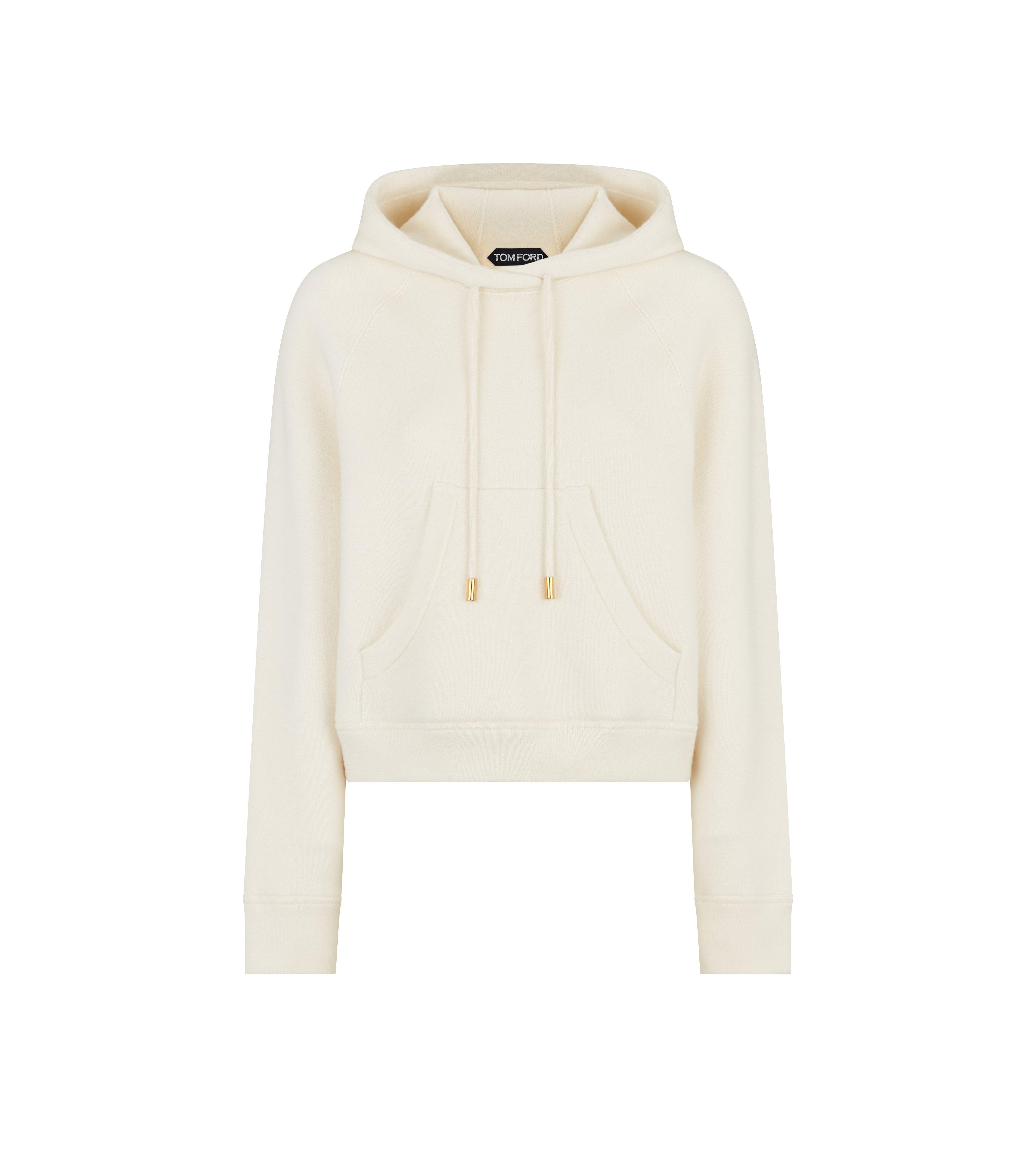 STRETCH CASHMERE KNIT HOODED TOP