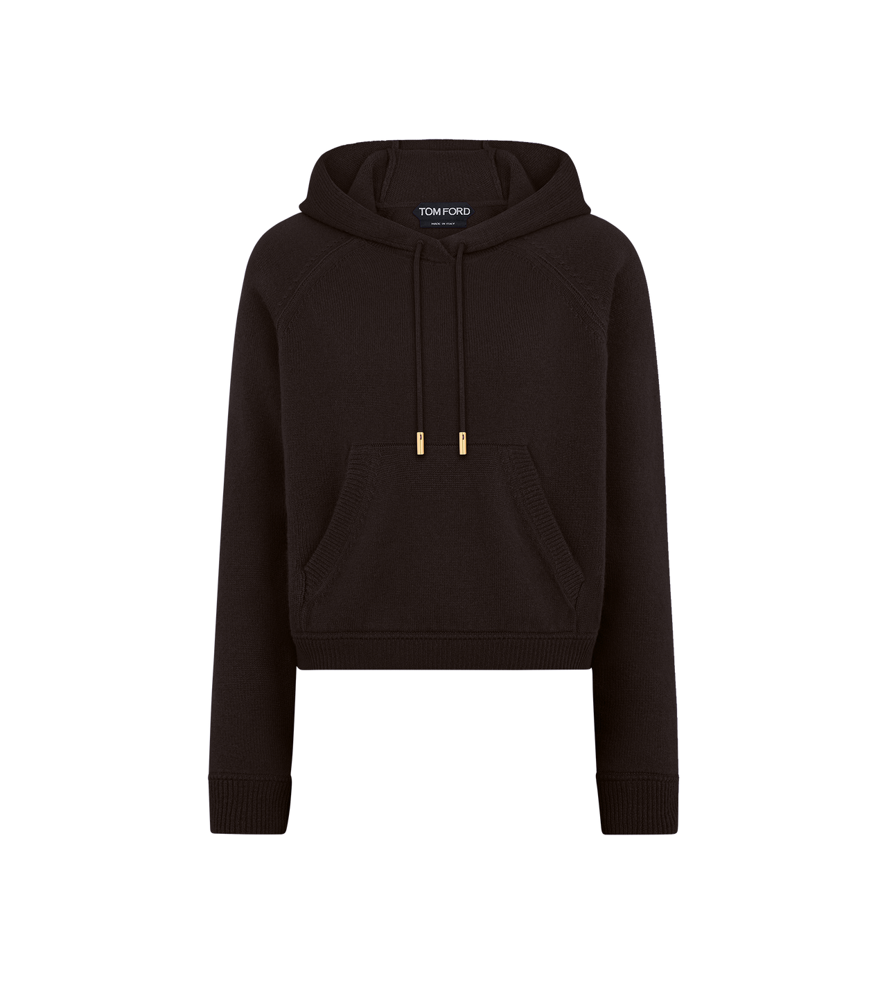 TOM FORD CASHMERE CHOCOLATE SOFT CASHMERE KNIT HOODED TOP