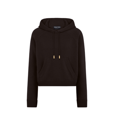 TOM FORD CASHMERE CHOCOLATE SOFT CASHMERE KNIT HOODED TOP