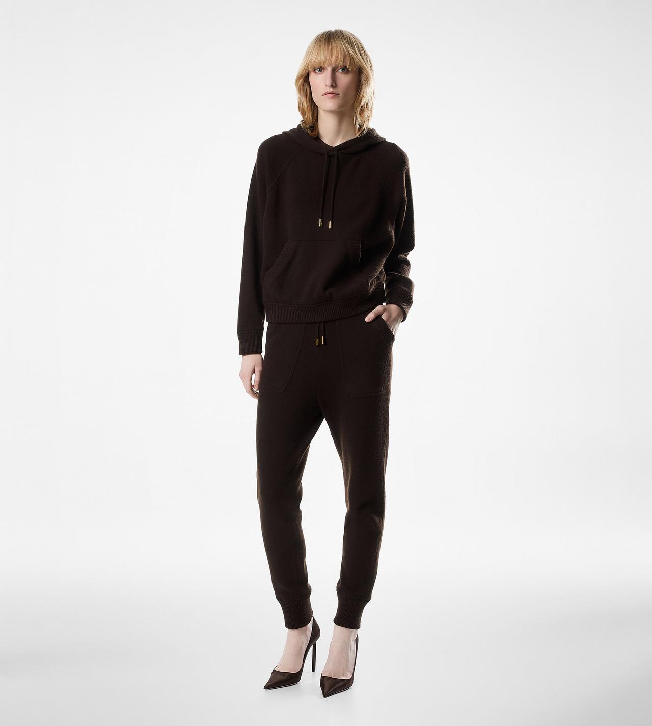 TOM FORD CASHMERE CHOCOLATE SOFT CASHMERE KNIT HOODED TOP
