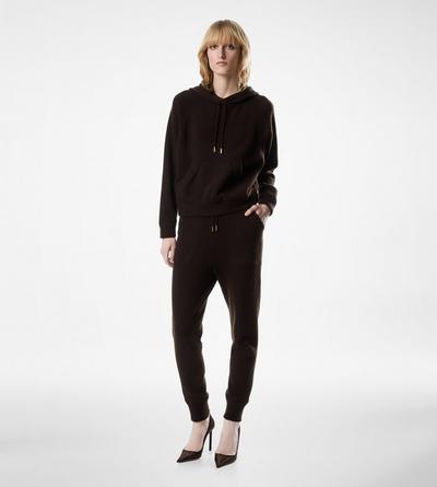 TOM FORD CASHMERE CHOCOLATE SOFT CASHMERE KNIT HOODED TOP