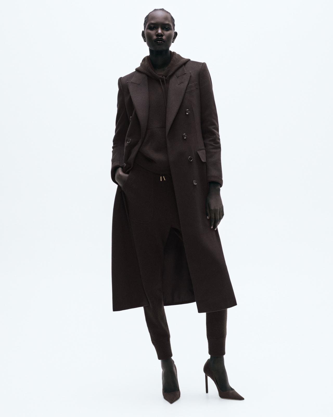 TOM FORD CASHMERE CHOCOLATE SOFT CASHMERE KNIT HOODED TOP