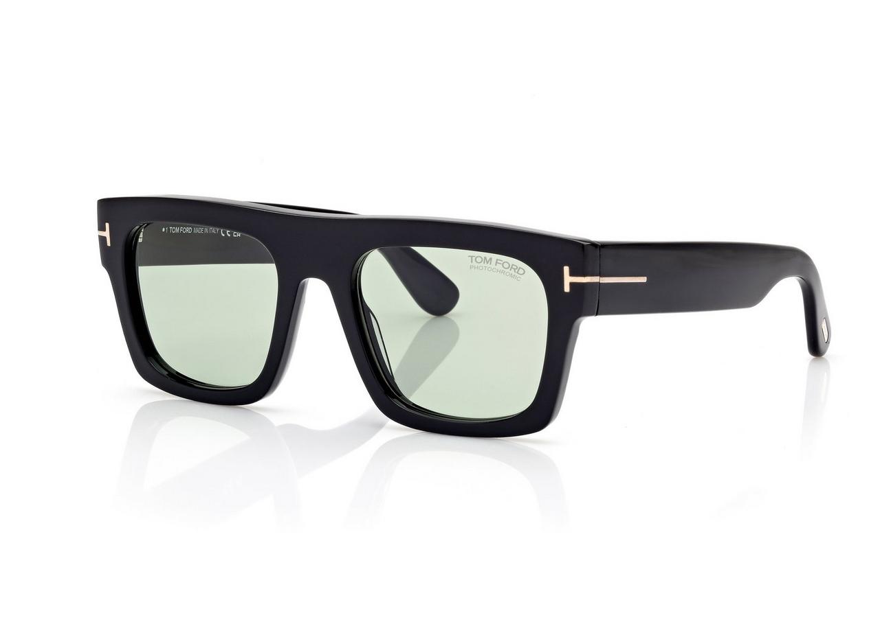 TOM FORD OM SHINY BLACK  / GREEN LUNETTES DE SOLEIL FAUSTO