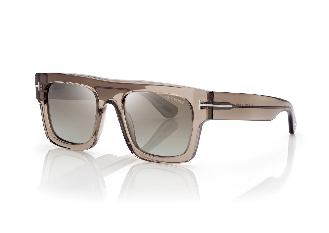 TOM FORD OM LIGHT BROWN/OTHER / GREEN MIRROR LUNETTES DE SOLEIL FAUSTO