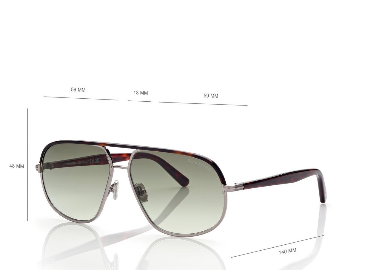 Tom Ford Maxwell Pilot Sunglasses, 59mm