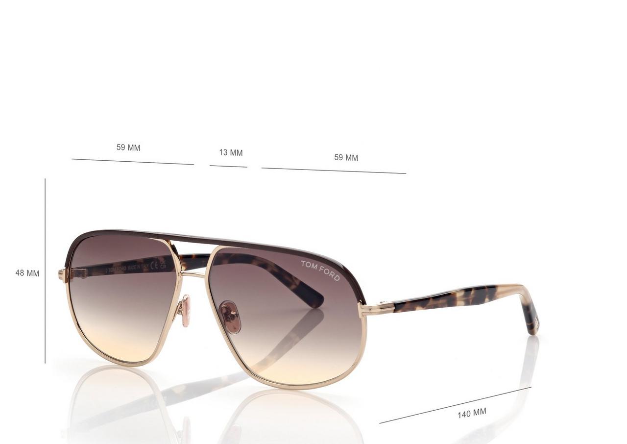 Tom Ford Maxwell Pilot Sunglasses, 59mm