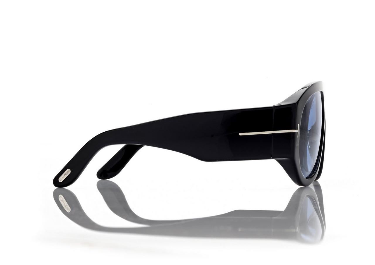 TOM FORD OM SHINY BLACK  / BLUE BRONSON SUNGLASSES