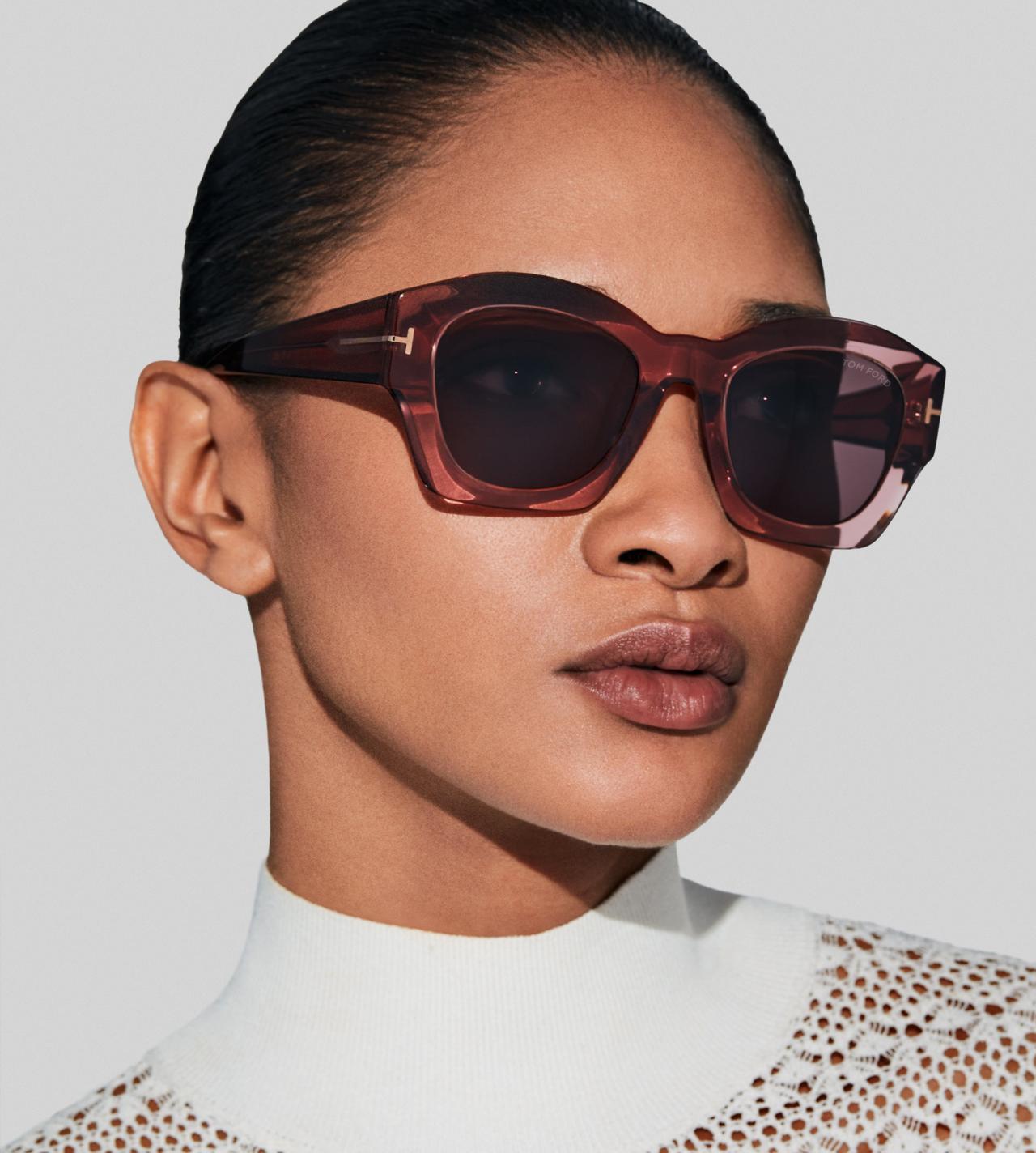 TOM FORD OM SHINY PINK / BROWN GUILLIANA SUNGLASSES