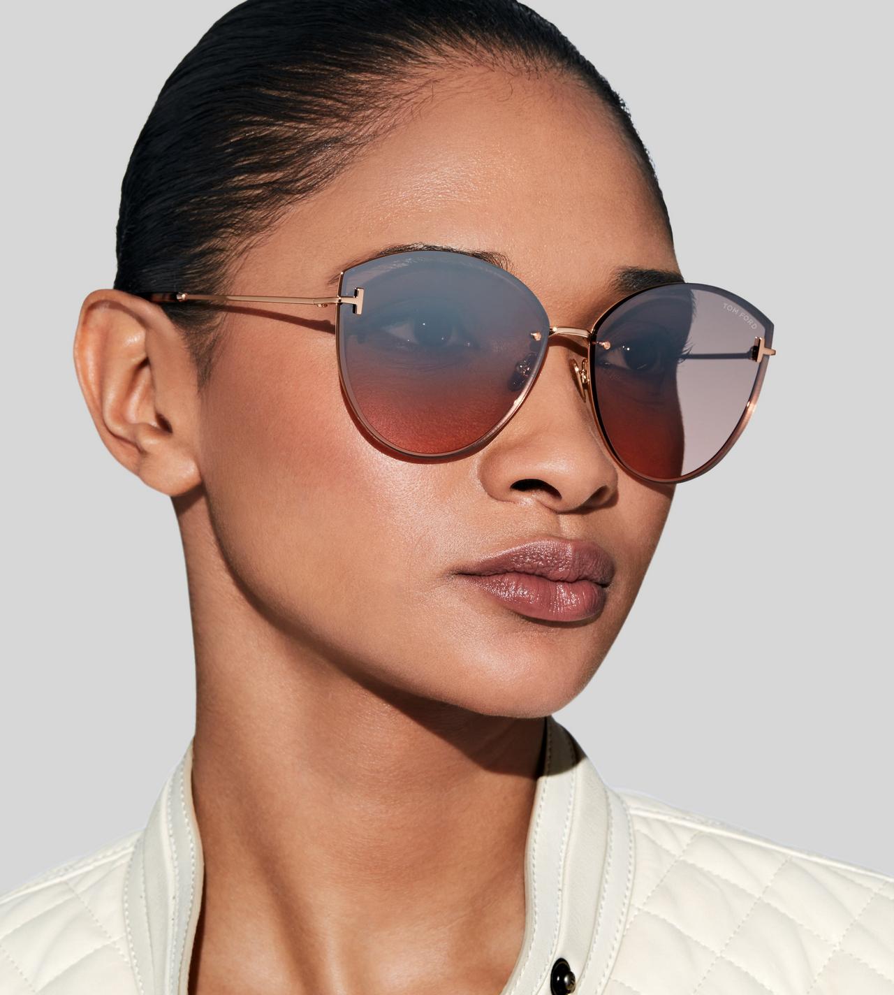 TOM FORD OM ROSE GOLD/PINK EVANGELINE SUNGLASSES